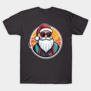 Santa Claus Sunglasses Christmas Drawing T-Shirt